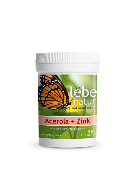 lebe natur® Acerola + Zink 90 Kapseln | Natürliches Vitamin C